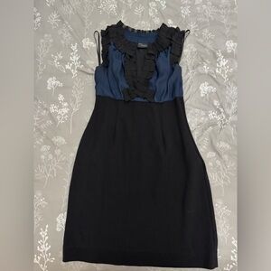 Just...Taylor Navy and Black Ruffle-Trim Midi Dress